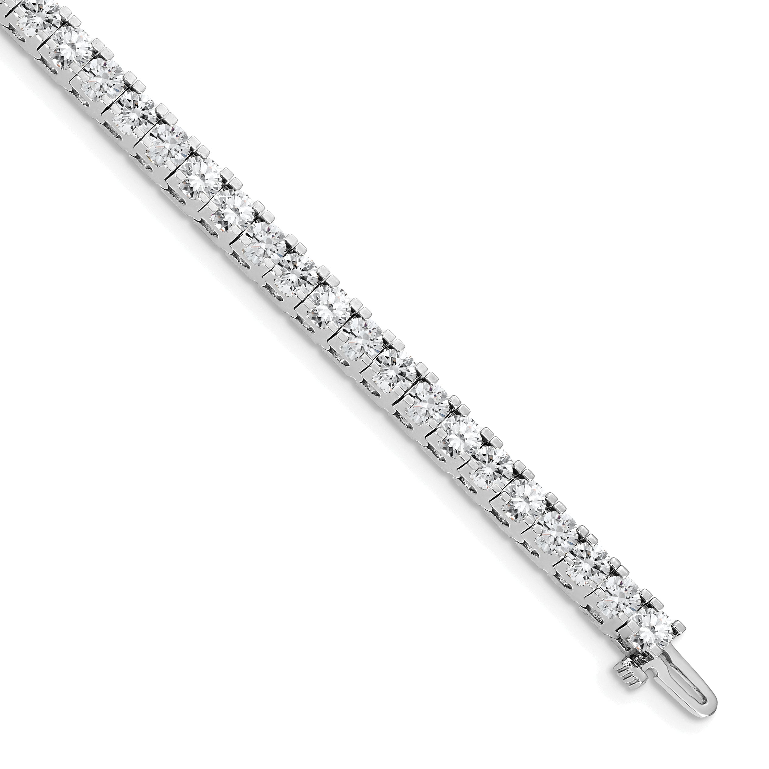 14k White Gold Complete 7.5 carat Round AA Diamond 4-prong 7 inch Tennis Bracelet X2045WAA