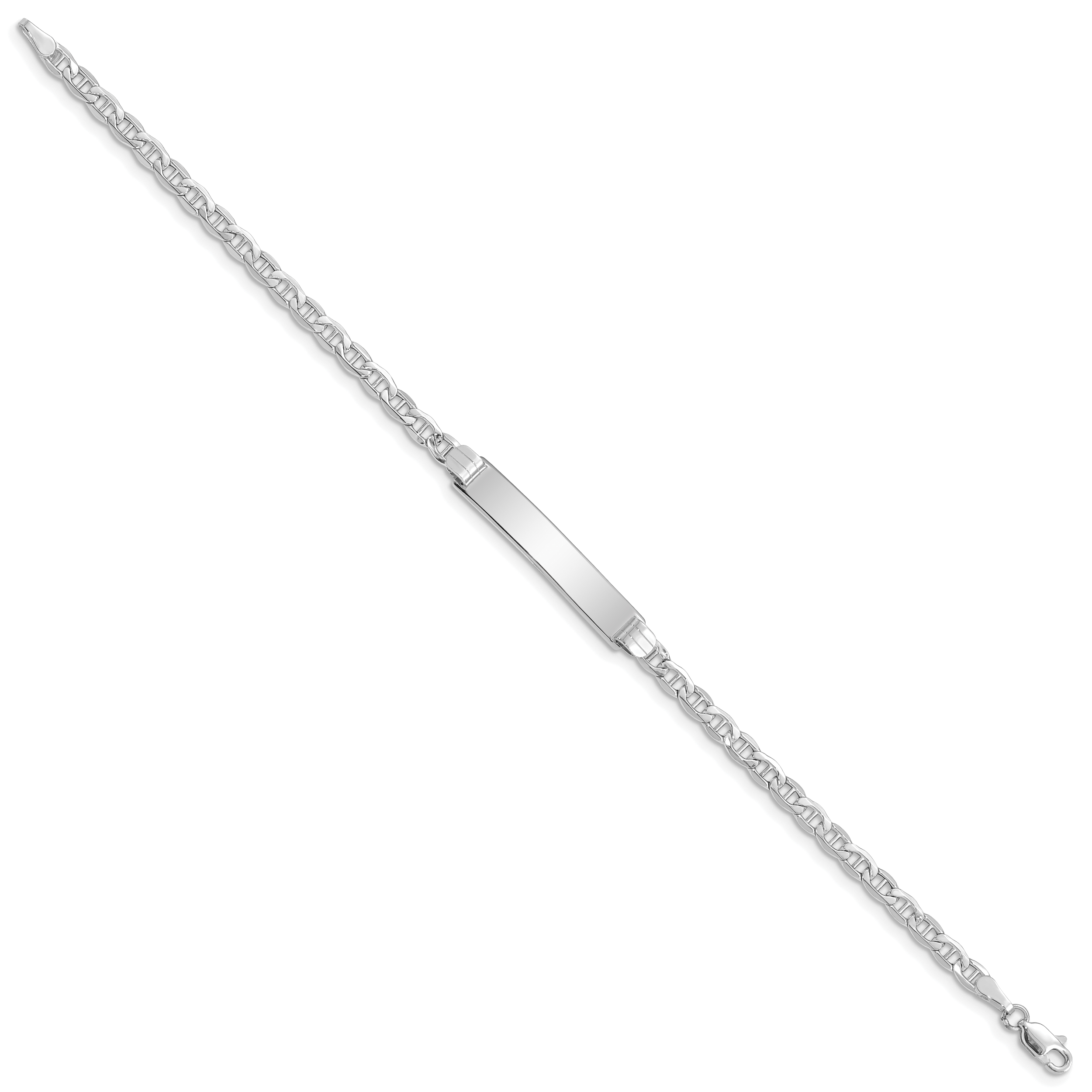 14k White Gold Polished Semi-Solid Chain/Solid Plate Anchor Link 26x5mm Plate 7 inch ID Bracelet DCID105W