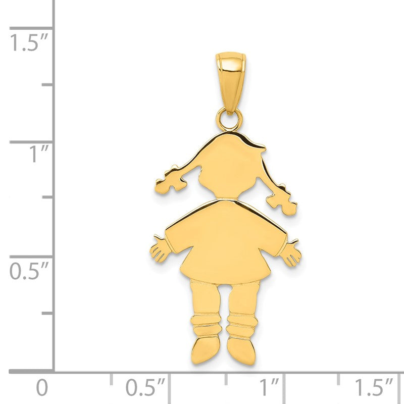 14k Flat Engravable Girl Charm K4748