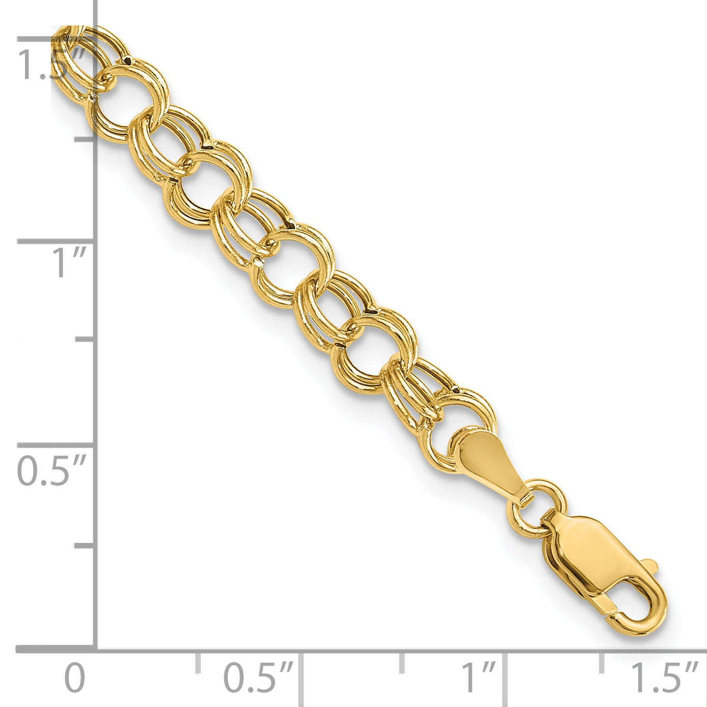 14k 6mm Hollow Double Link 7 inch Charm Bracelet DO541