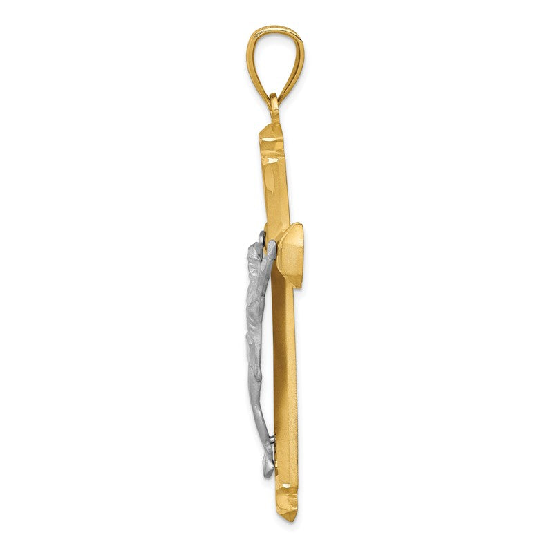 14k Satin Two-tone Crucifix Pendant C1986