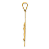 14k Polished Satin and Diamond-cut Crucifix Pendant K5541