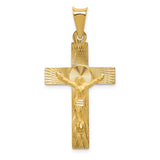 14k Polished Satin and Diamond-cut Crucifix Pendant K5541