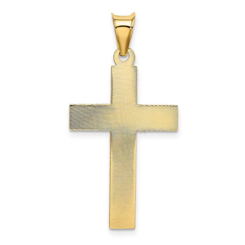 14k Polished Satin and Diamond-cut Crucifix Pendant K5541