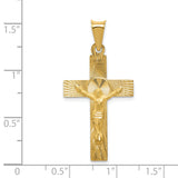 14k Polished Satin and Diamond-cut Crucifix Pendant K5541