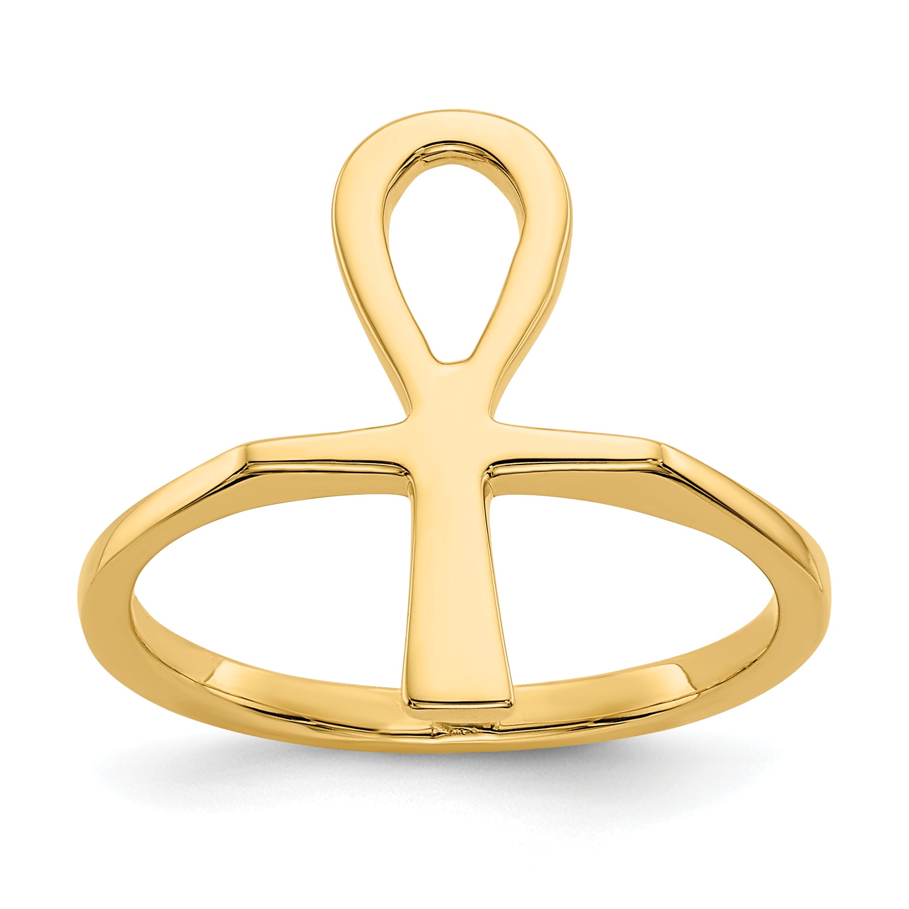 14k Polished Ankh Egyptian Cross Ring R1322