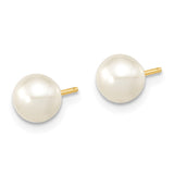 14k 6-7mm White Round Freshwater Cultured Pearl 7.25 inch with 1 Extender Bracelet/18 inch with 2 inch Extender Necklace/Button Earrings Set XF454SET
