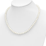 14k 6-7mm White Round Freshwater Cultured Pearl 7.25 inch with 1 Extender Bracelet/18 inch with 2 inch Extender Necklace/Button Earrings Set XF454SET