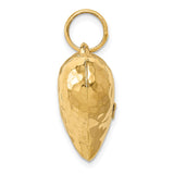 14K Polished and Hammered 3-D Puffed Heart Pendant D1044