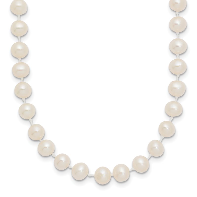 14k 5-6mm White Semi-Round Freshwater Cultured Pearl 12 inch Necklace XF452