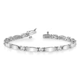 14k White Gold Complete 1.87 carat Round VS Diamond Curved Bar Link 7 inch Tennis Bracelet X2362WVS