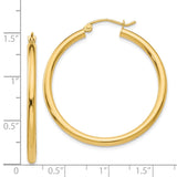 14k 2.5x35mm Polished Lightweight Tube Hoop Earrings T934L