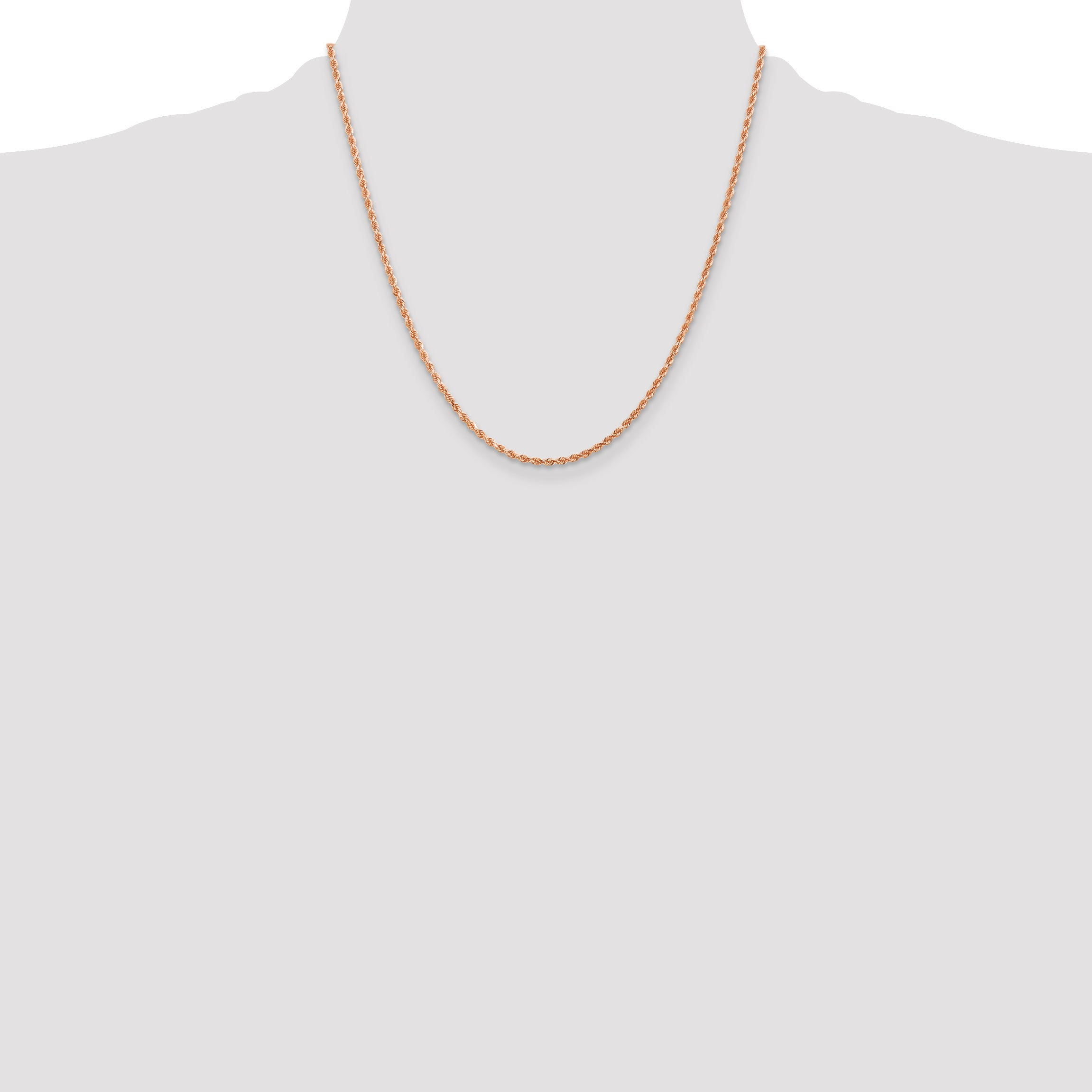 14K Rose Gold 10 inch 2mm Diamond-cut Rope with Lobster Clasp Anklet 016R