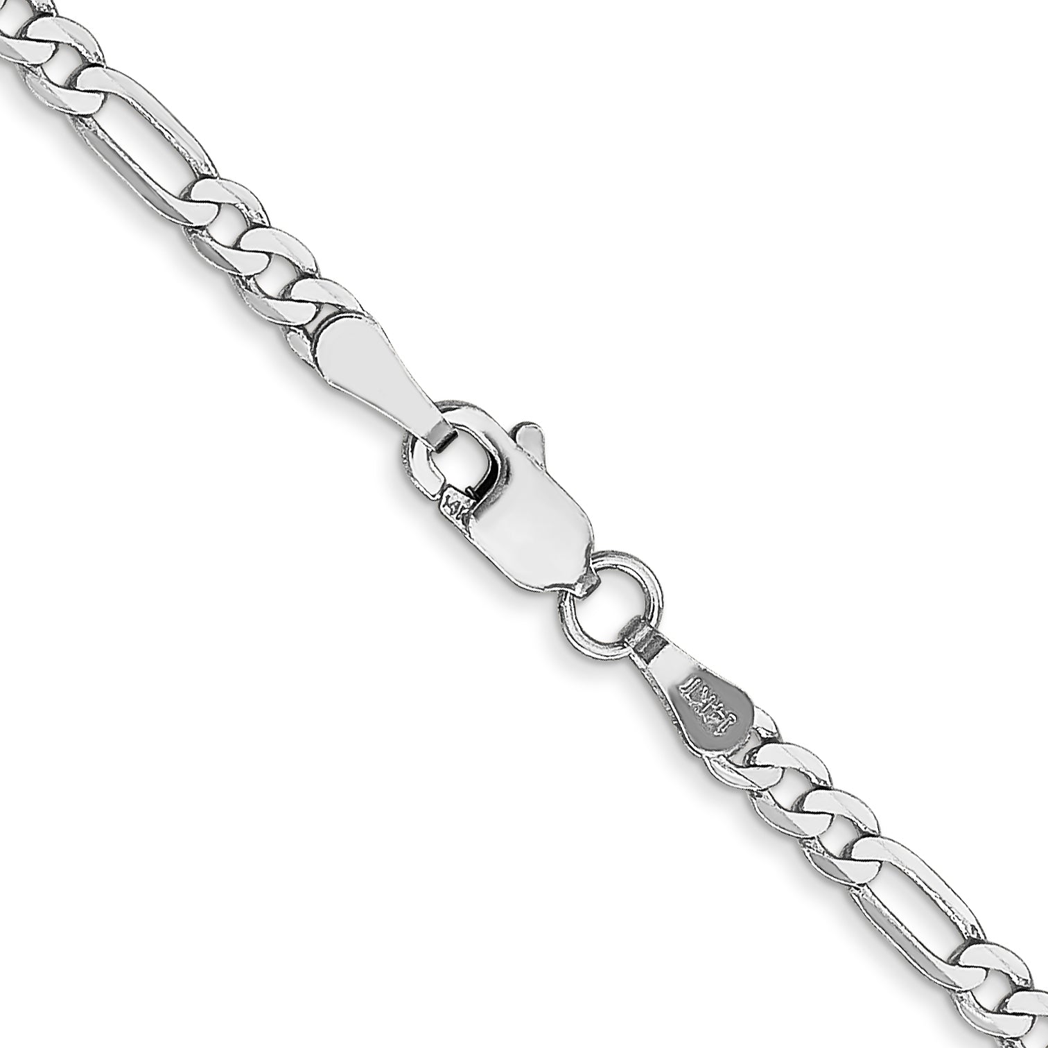 14K White Gold 10 inch 2.75mm Flat Figaro with Lobster Clasp Anklet WFIG070