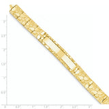 14k Polished Solid 10.0mm Nugget 38x10mm Plate 7 inch ID Bracelet NUGID10