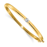 14k Polished Complete 1/2 carat A Diamond Hinged Oval Bangle Bracelet XB203A