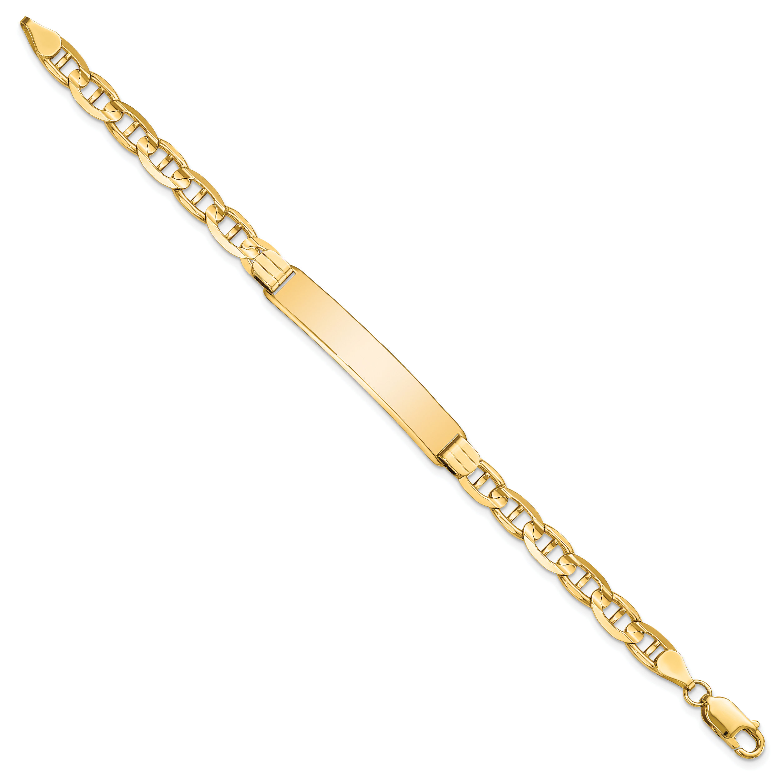 14k Polished Solid Chain/Solid Plate Anchor Link 38x7.8mm Plate 7 inch ID Bracelet LID79