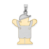 14k Two-tone The Kids Medium Boy in Overalls with Hat on Left AA Diamond Love Pendant XK516AA