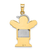 14k Two-tone The Kids Medium Boy in Overalls with Hat on Left AA Diamond Love Pendant XK516AA