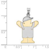 14k Two-tone The Kids Medium Boy in Overalls with Hat on Left AA Diamond Love Pendant XK516AA