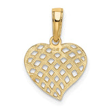 14K Polished Basket Weave Pattern Heart Pendant K2521