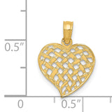 14K Polished Basket Weave Pattern Heart Pendant K2521