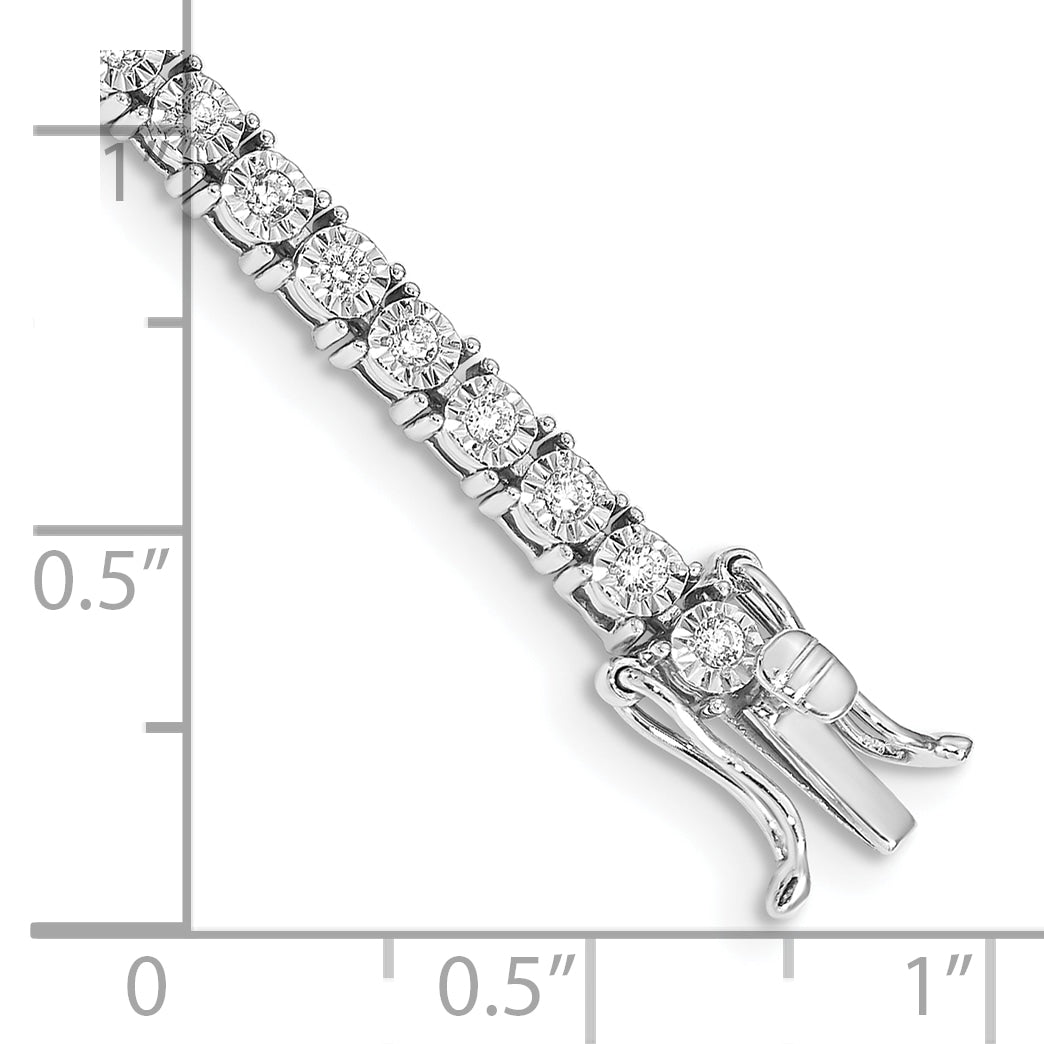 14k White Gold Complete 1 carat Diamond Illusion Setting 7 inch Tennis Bracelet BM4665