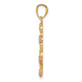 14K Two-Tone with White Rhodium Our Lady of Guadalupe with Flowers Oval Pendant C4520