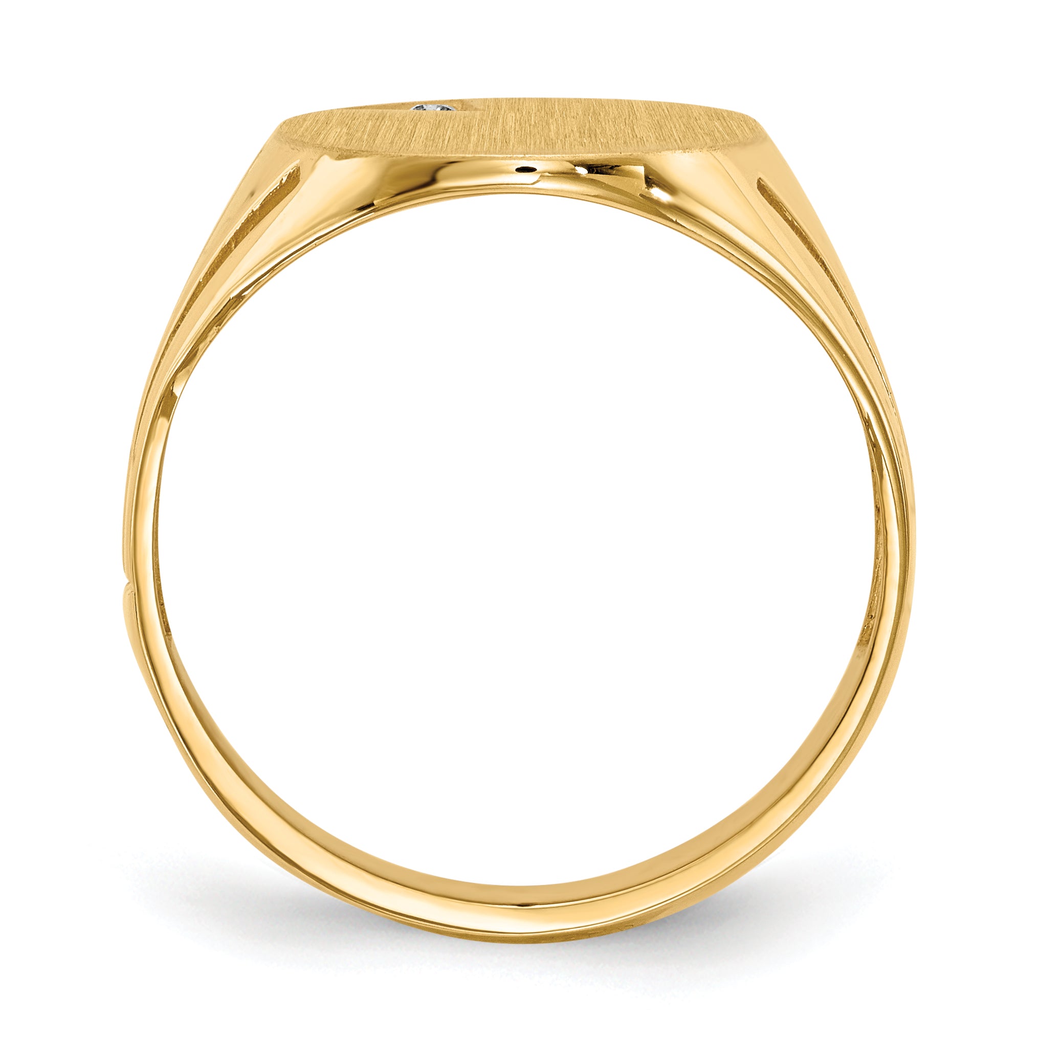 14k .01ct. AA Diamond 14.0x16.0mm Oval Open Back Mens Signet Ring RS177AA