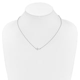 14k White Gold 1/10 carat Diamond Sideways Cross 18 inch Necklace PM4692