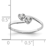 14k White Gold Polished VS Diamond Two Hearts Ring Y1836VS