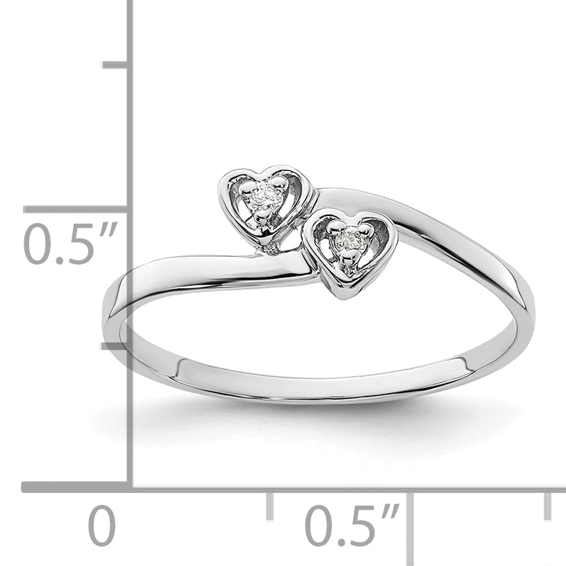 14k White Gold Polished VS Diamond Two Hearts Ring Y1836VS