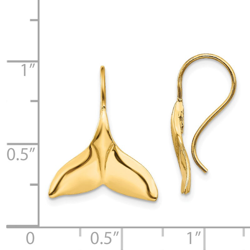14k Polished Whale Tail French Hook Earrings TC629