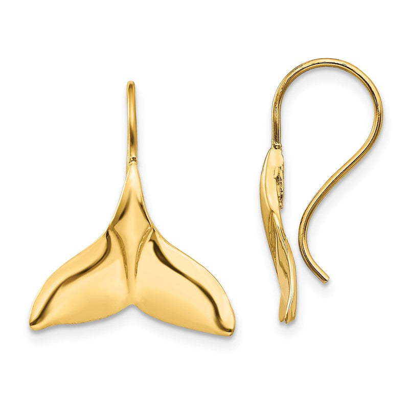 14k Polished Whale Tail French Hook Earrings TC629