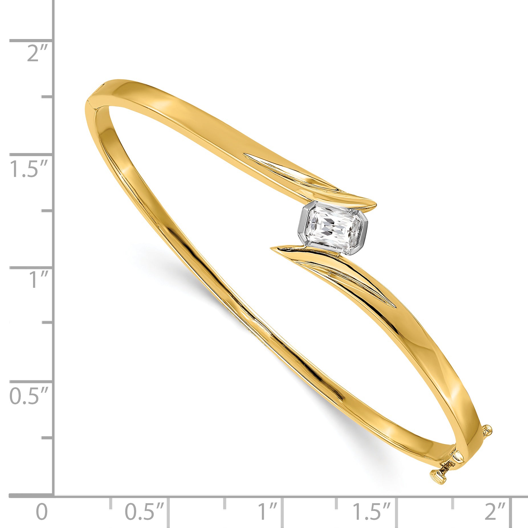 14k Two-tone Complete 3/4 carat Emerald-cut AAA Diamond Hinged Oval Bangle  Bracelet XB270AAA