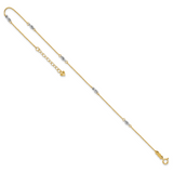 14K Two-tone Fancy Twist 5-Station 9 inch Plus 1 inch Extender - Total 10 inch Anklet ANK271
