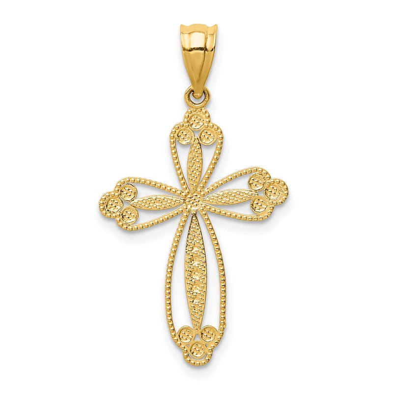 14K Budded Cross Pendant D3506