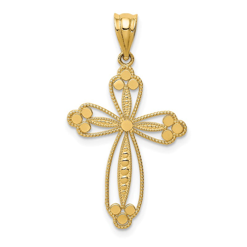 14K Budded Cross Pendant D3506