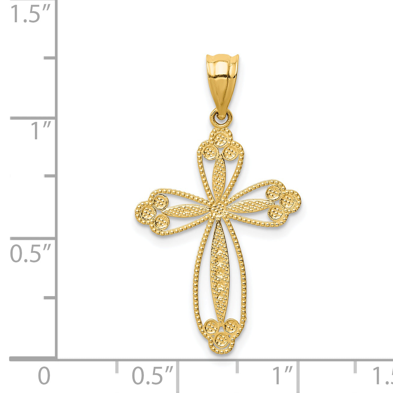 14K Budded Cross Pendant D3506