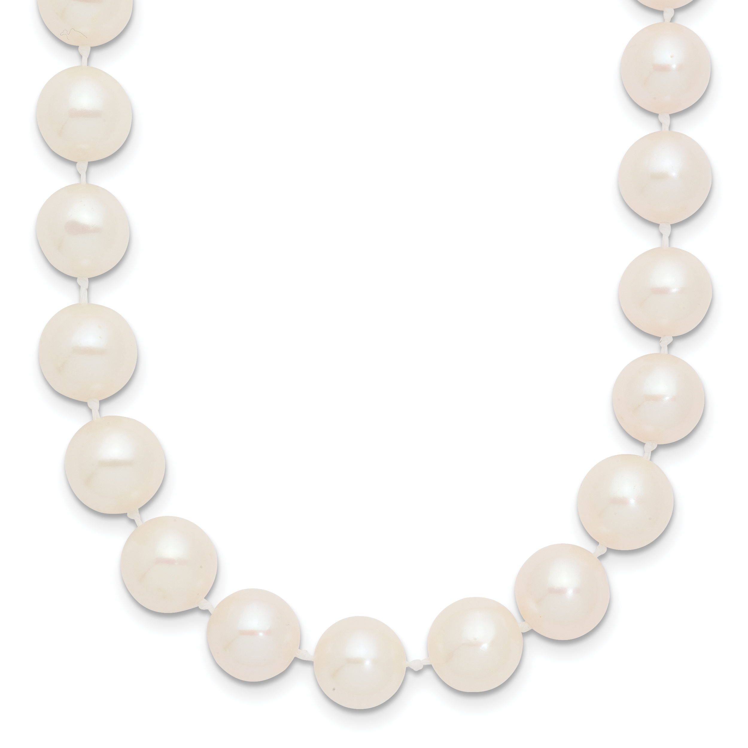 14k 9-10mm White Near-Round Freshwater Cultured Pearl 16 inch Necklace WPN090