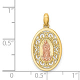 14K Two-tone Our Lady of Guadalupe Oval Pendant YC1381