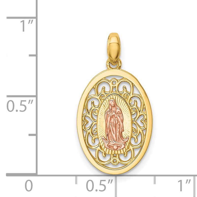 14K Two-tone Our Lady of Guadalupe Oval Pendant YC1381
