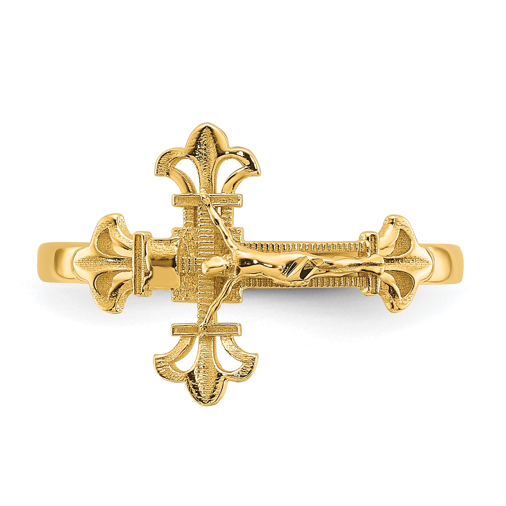 14K Diamond-cut Crucifix Ring K3969