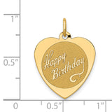14k HAPPY BIRTHDAY 18mm Engravable Heart Disc Charm A2000/L