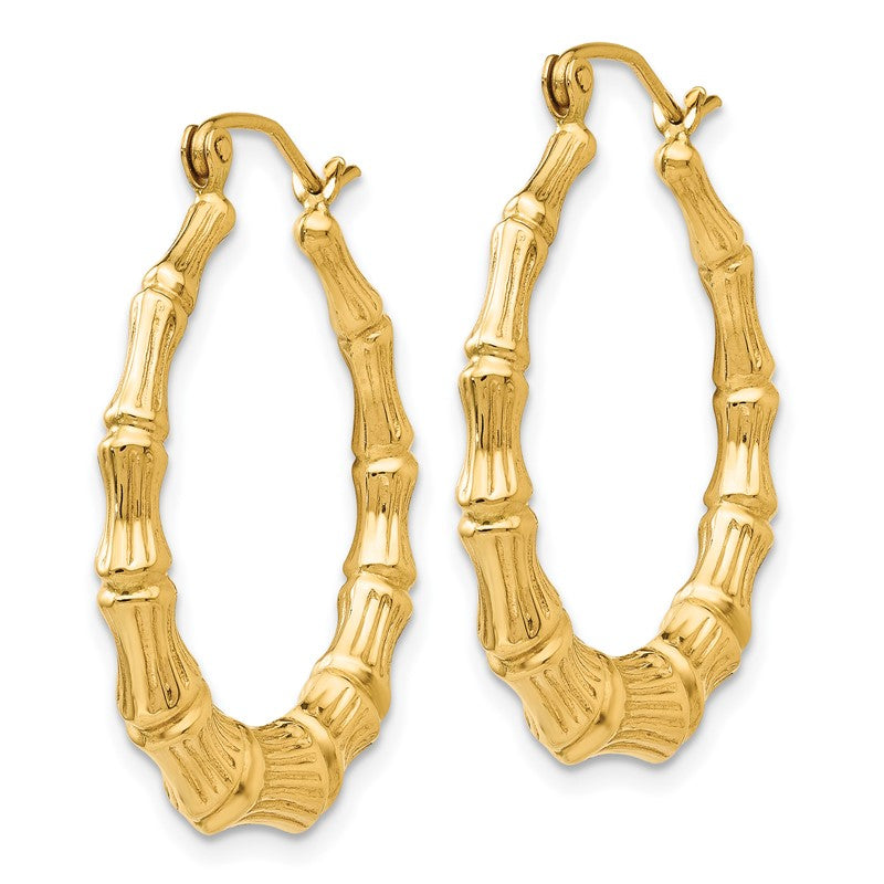 14k Polished Bamboo Hoop Earrings S1515