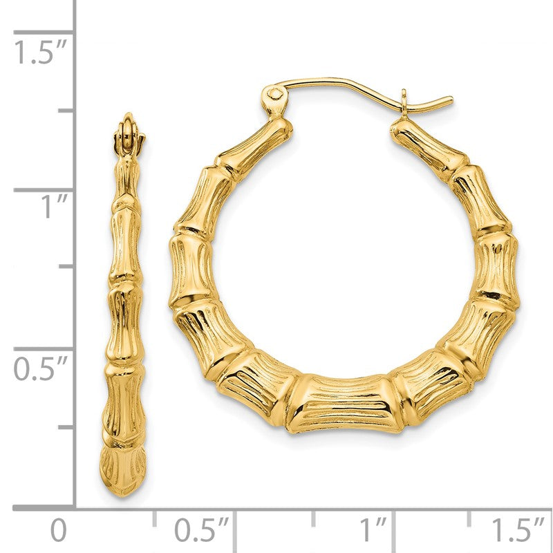 14k Polished Bamboo Hoop Earrings S1515