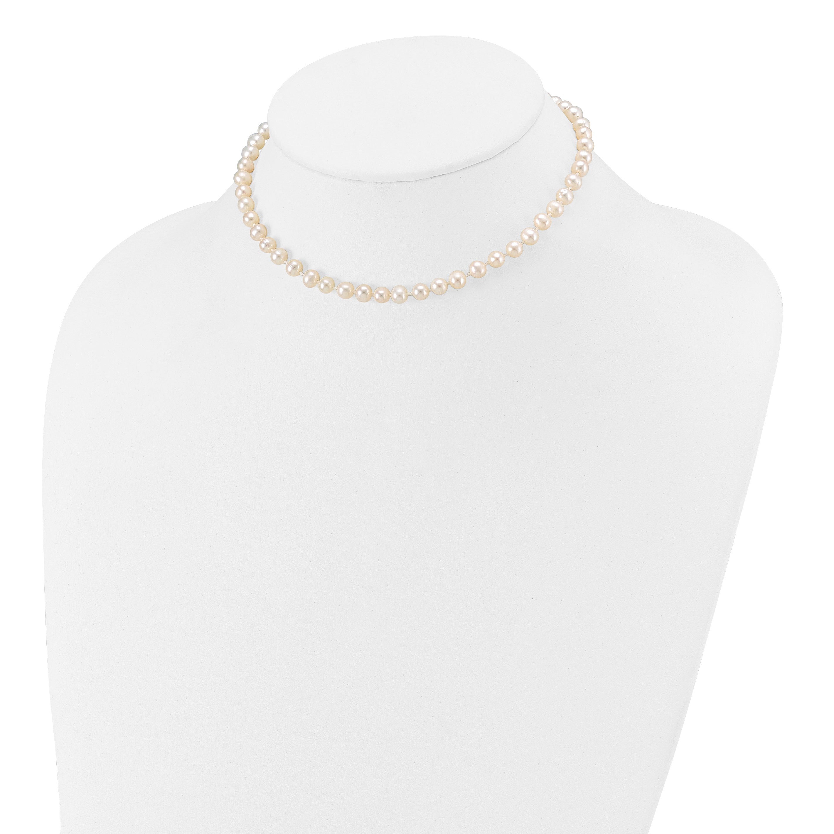 14k 5-6mm White Semi-Round Freshwater Cultured Pearl 12 inch Necklace XF452