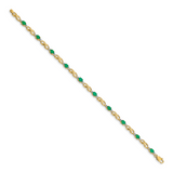 14k White Gold Complete Diamond and Oval Emerald Infinity Link 7.25 inch Bracelet BM4477