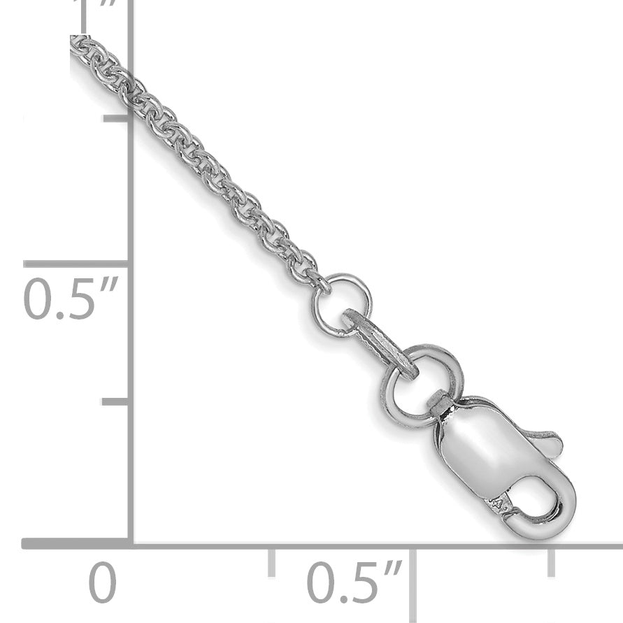 14K White Gold 10 inch 1.4mm Round Open Link Cable with Lobster Clasp Anklet PEN137