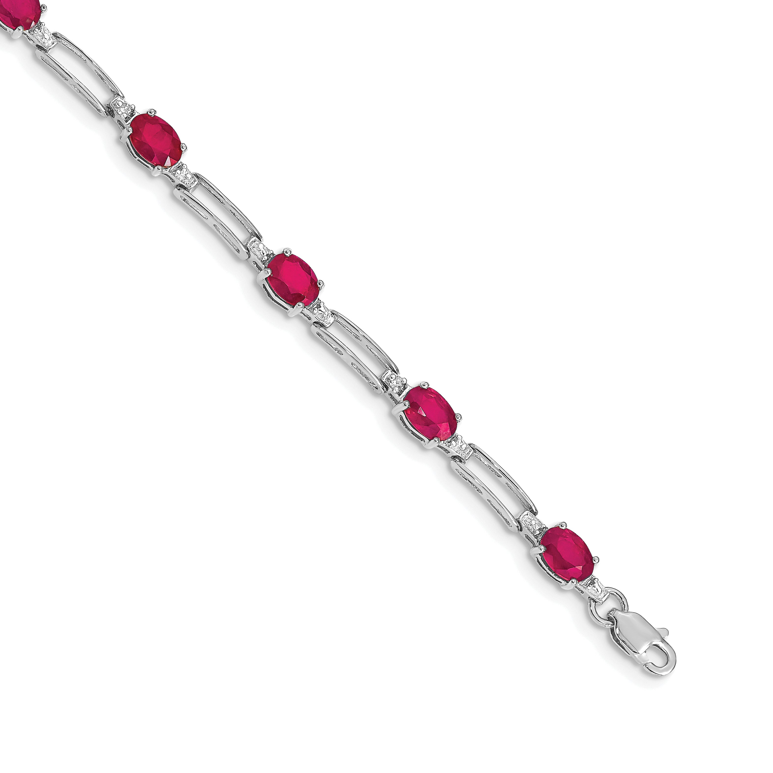 14k White Gold Complete Diamond and Oval Emerald Paperclip Link 7.25 inch Bracelet BM4489
